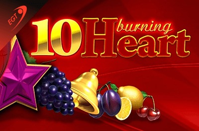 10 burning heart slot logo