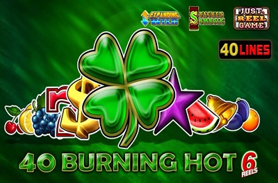 40 burning clover 6 reels slot logo