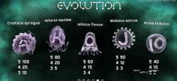 Таблица выплат в слоте Эволюция
