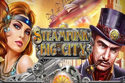 steampunk big city slot logo