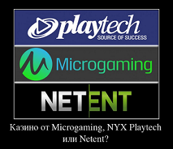 Казино від Microgaming, NYX, Playtech або Netent