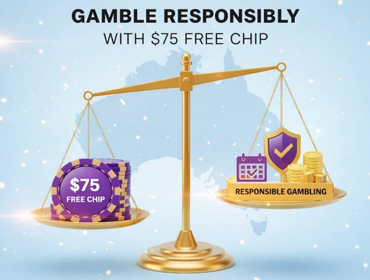 responsible gambling with 75 free chip bonus australia
