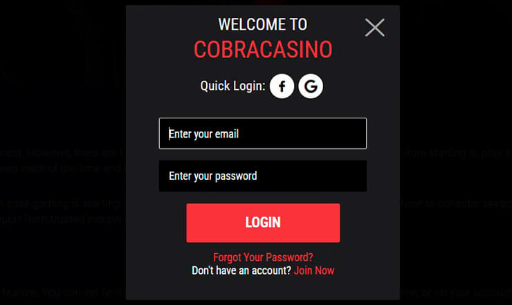 cobra casino login