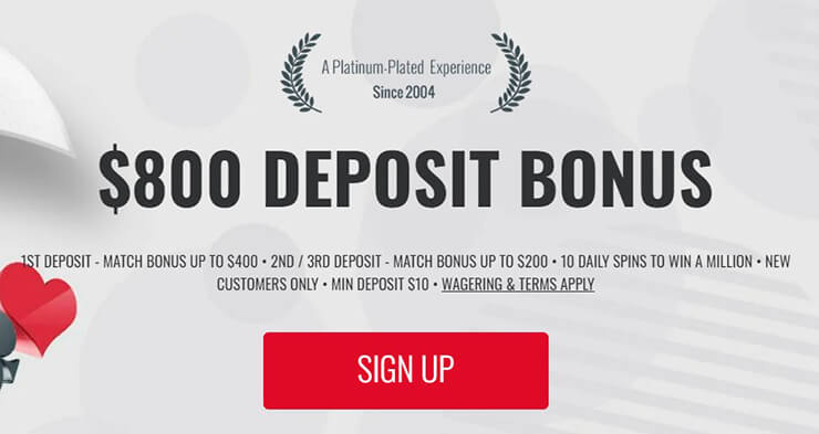 platinum play casino welcome bonus