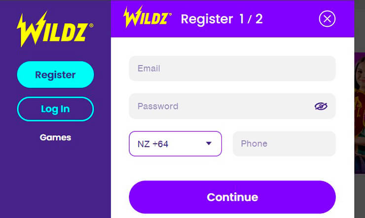 wildz casino registration