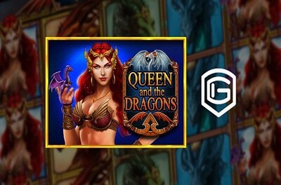 queen and the dragons slot logo