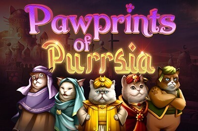 pawprints of purrsia slot logo