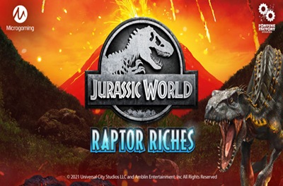 jurassic world raptor riches slot logo