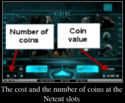 El costo y la cantidad de monedas en la máquina de juego Netent