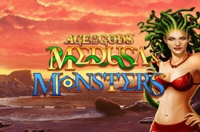 age of the gods medusa monsters slot logo