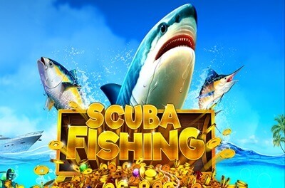 scuba fishing slot logo