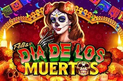 feliz dia de los muertos slot logo