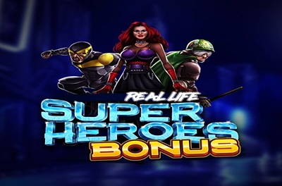 real life super heroes bonus slot logo