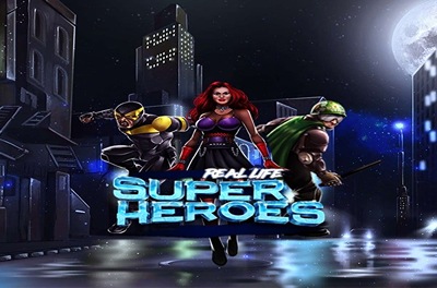 real life super heroes slot logo