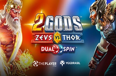 2 gods zeus vs thor slot logo